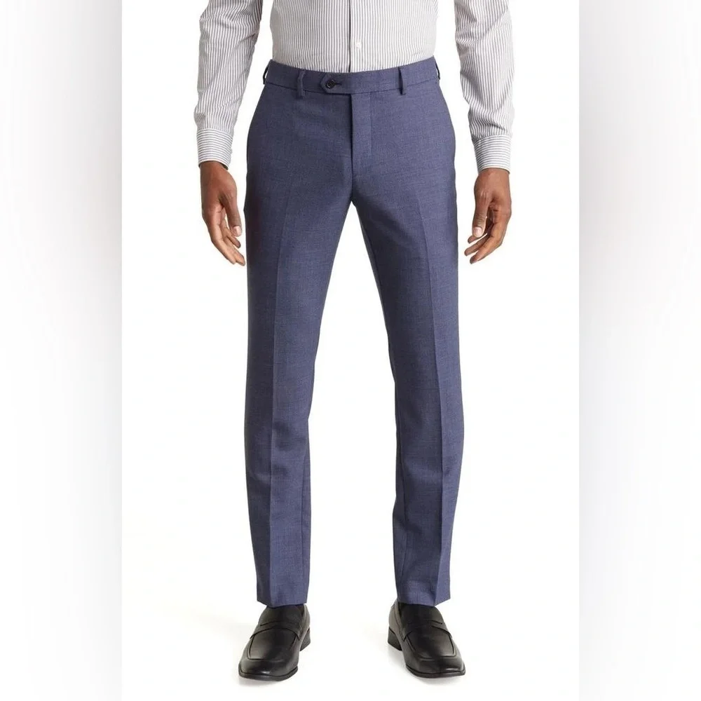 NWT Original Penguin Men’s Dress Pants Blue Shark Wool Slim Fit Stretch 36x32